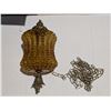 Image 1 : Vintage amber glass hanging lamp