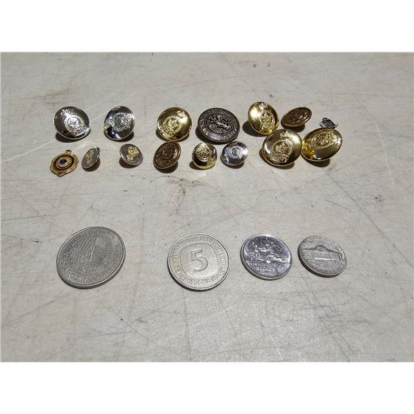 Vintage Buttons/Limited Edition Nascar Coin/Misc Coins
