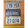 Image 1 : 3 saskatchewan lisence plates- 1959, 1960 and 1961