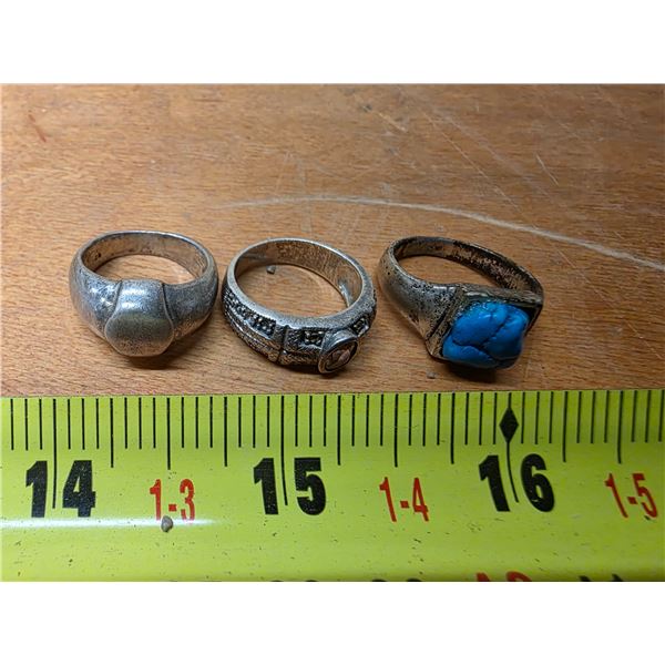 3 silver rings-sizes 6 and 7
