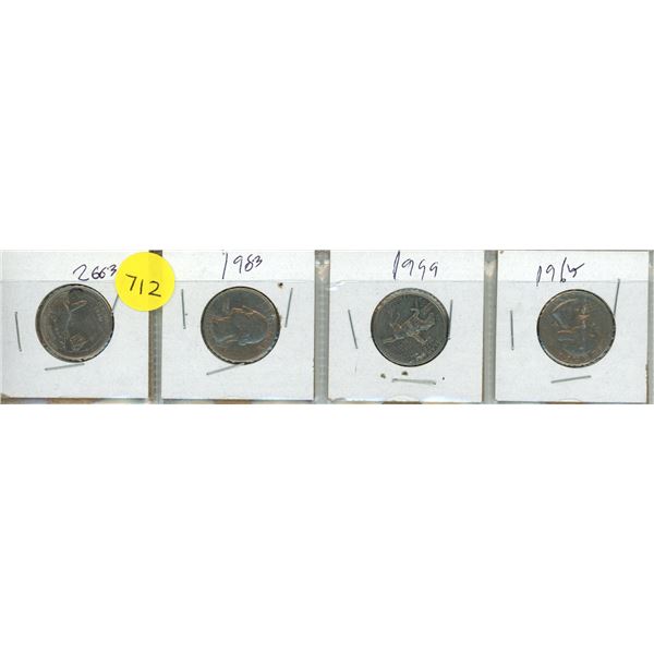 2003, 1983, 1999, 1965 U.S.A Quarter Dollar.
