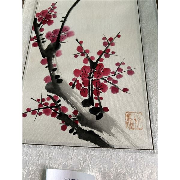 Vintage Signed Original Chinese Cherry Blosom Painting
