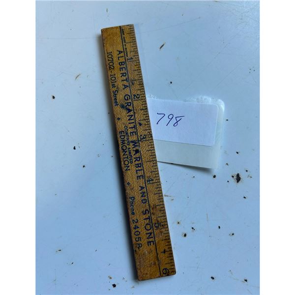 Vintage Alberta Granite Marble & Stone 6inch Ruler