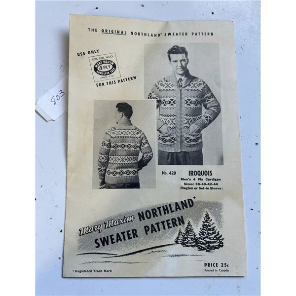 Mary maxim Original Northland Sweater Pattern