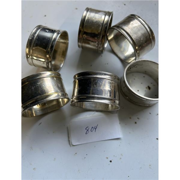 6 Napkin Rings - Electroplated Brass - "E.P Brass" from India