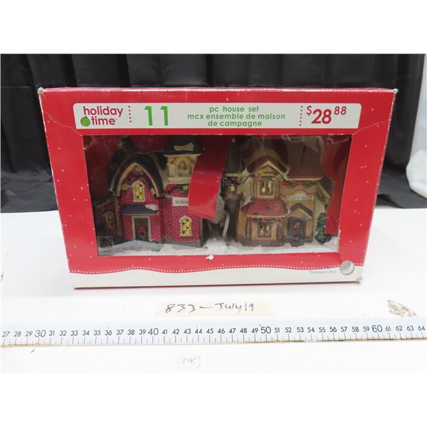 Lighted gift store & school house & xmas village