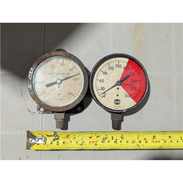 (2) Industry Steam Vintage gauge Westing House / USG