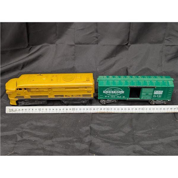 Lionel Rio Grande Gauge F3-A-Unit Diesel Locomotive Model 8464 w/ NYES Freight Car