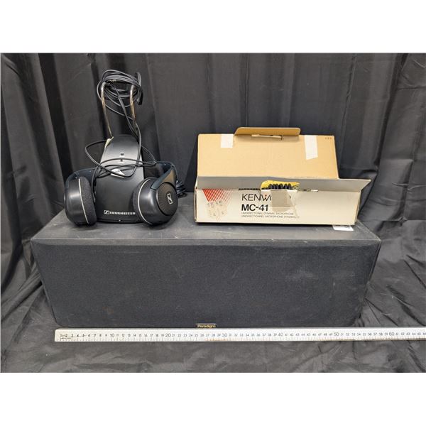 Paradigm Speaker/ Sennheiser Headphones and cords and Kenwood MC-14 UN Directional Dynamic Microphon