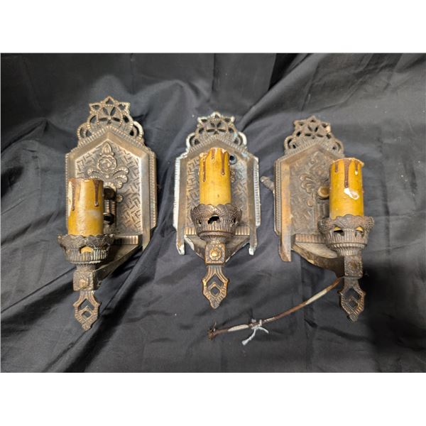 (3) Antique Art Decor Wall Scones