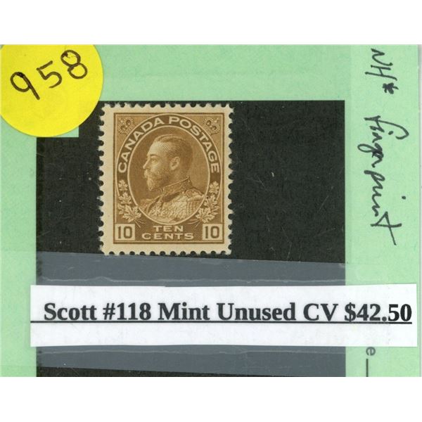 Scott #118 Mint Unused CV $42.50 Stamp.