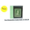 Image 1 : New Brunswick 5 Cents Used CV $22.50 Stamp.