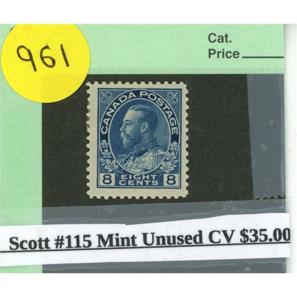 Scott #115 Mint Unused CV $35.00 Stamp.