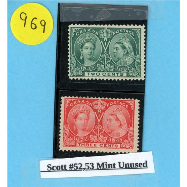 Scott $52, 53 Mint Unused Stamp.