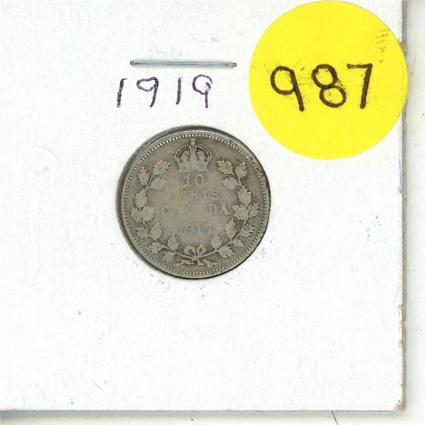 1919 Canadian 10 Cents.