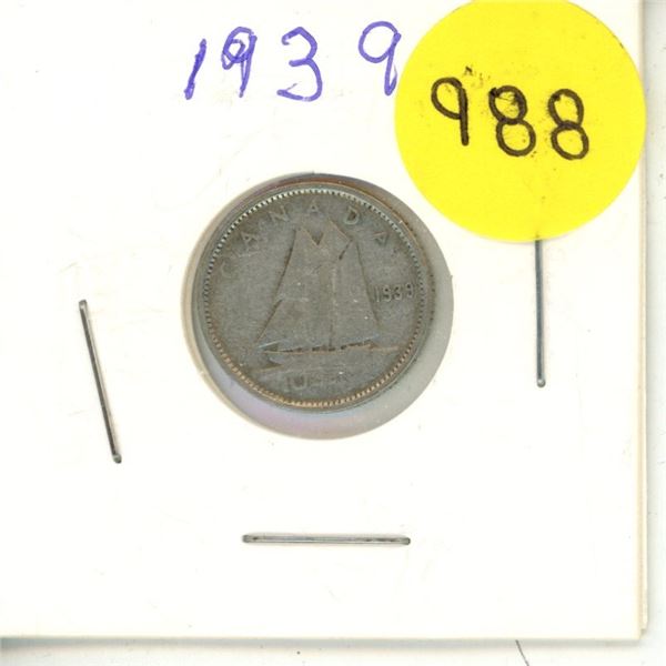 1939 Canadian 10 Cents.