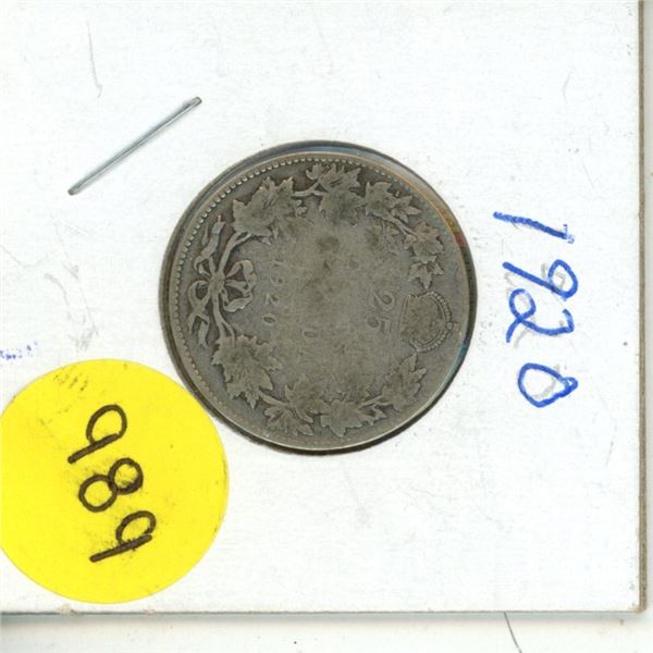1920 Canadian 25 Cents.