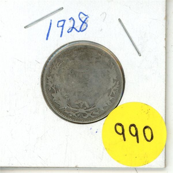 1928 Canadian 25 Cents.