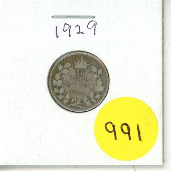 1929 Canadian 10 Cents.