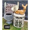 Image 1 : Wicker side table, pot stand & yard decor.