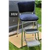 Image 1 : Mid century chrome step stool chair, pull down steps.