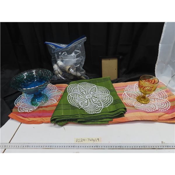 Vintage Coca-Cola chalice with various items