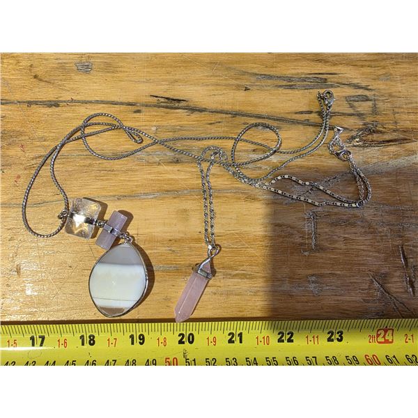 2 rose quartz necklaces