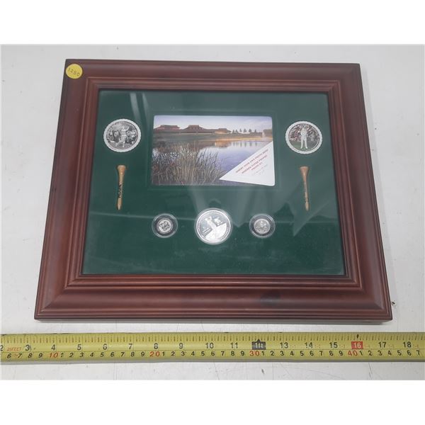 Framed collectible set celebrating golf in Canada, likely the 100th Anniversary of the Open Champion