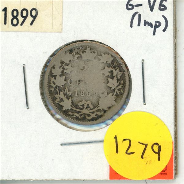 1899 Canadian 25 Cents Coin.