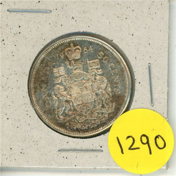 1964 Canadian 50 Cents Coin.