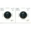 Image 2 : (2) 1999 Canadian 25 Cents Millennium Commemorative Coins,  "December" Issue.