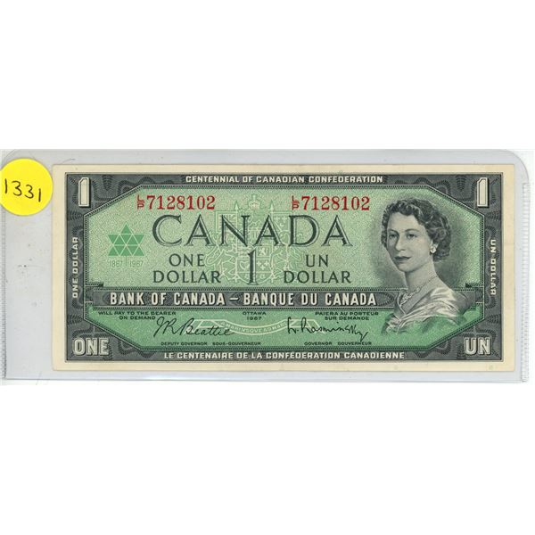 1967 Bank of Canada One Dollar.