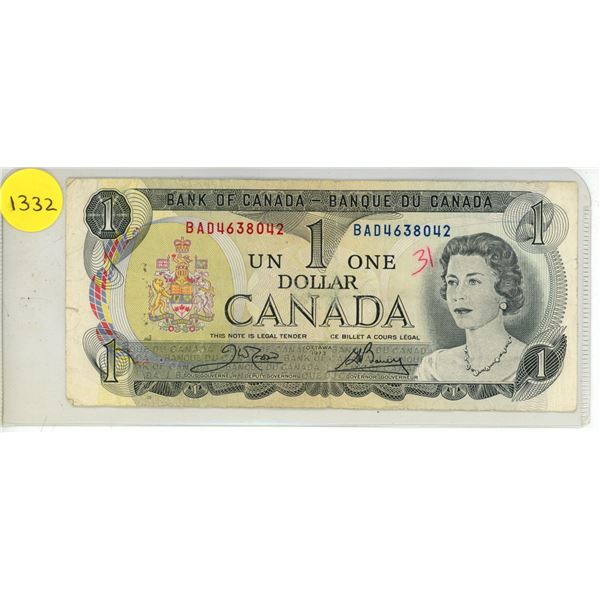 1973 Bank of Canada One Dollar.