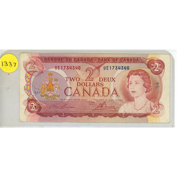 1974 Bank of Canada Two Dollar.