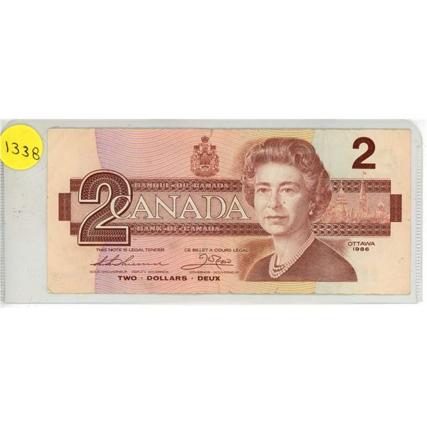 1986 Bank of Canada Two Dollar.