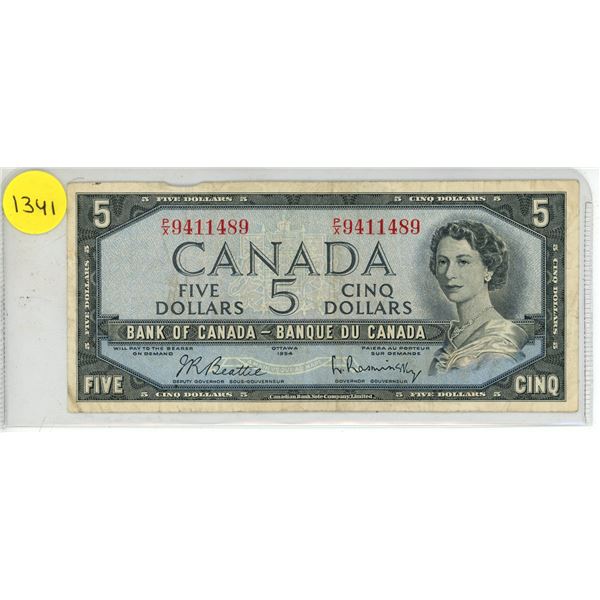 1954 Bank of Canada Five Dollar.