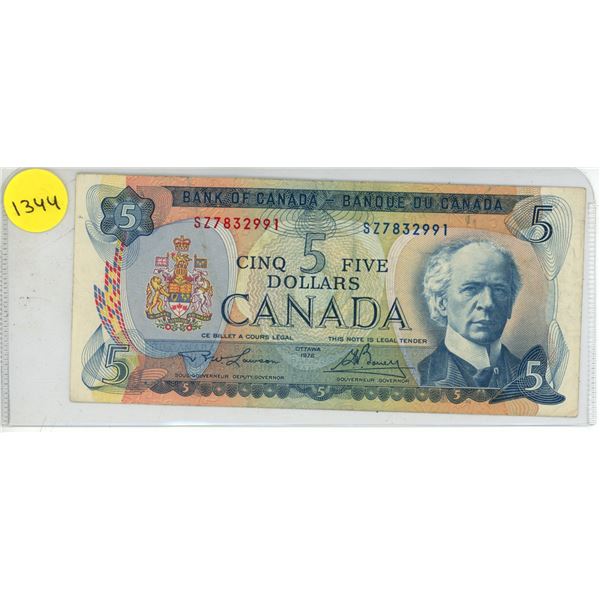 1972 Bank of Canada Five Dollar.