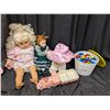 Image 1 : Lot of Vintage Dolls and "Chew Chew Tarin" Food Tray and etc.