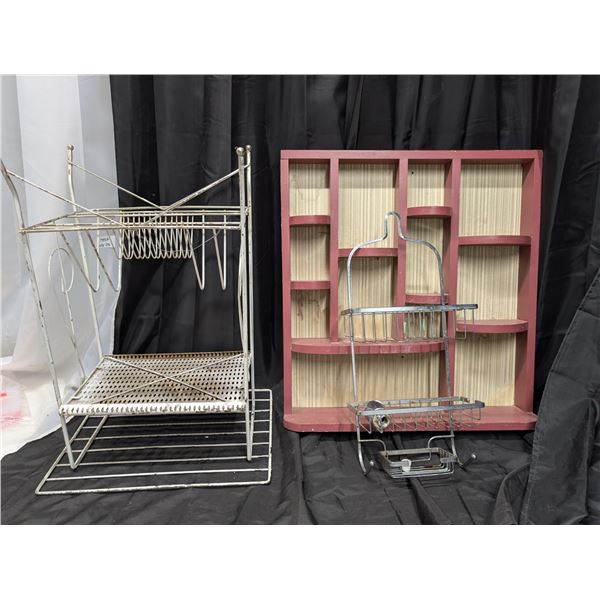 Pink Shelf and Vintage Wire Shelves and etc.
