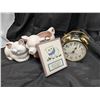 Image 1 : Vintage Westclox Clock (Bell and timer Still work) and Misc. Vintage Pig Decor