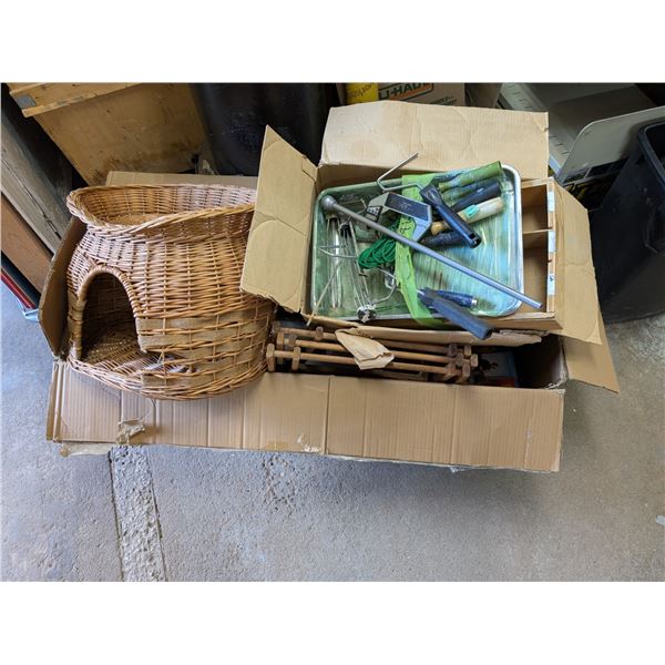 Lot of Misc. Items (wood Basket, Paint Items/Rollers, Misc. DVDs, and etc.)
