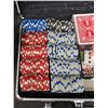 Image 2 : Poker Set (Chips and Cards) In Metal Carry Case