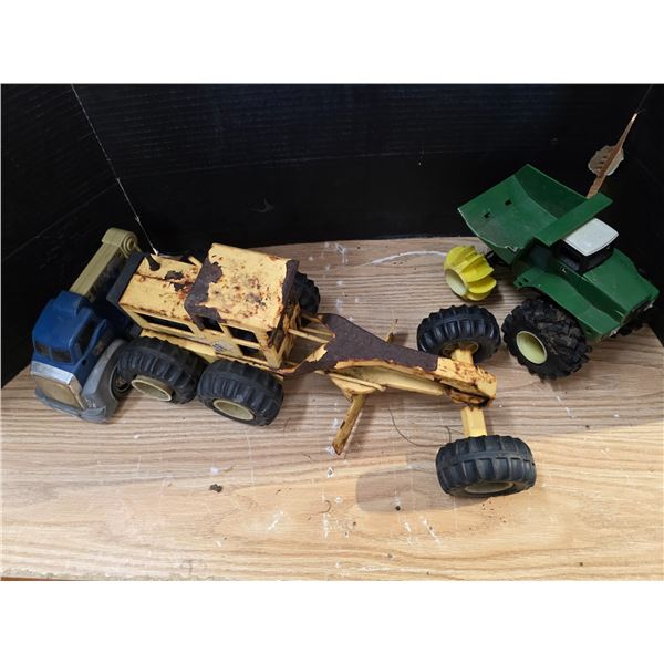 3 toy vehicles- 1 is a tonka grater