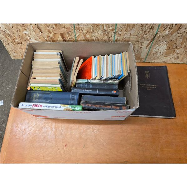 Lot of kids books and other books with a rolls royce manuel