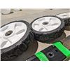 Image 2 : 4x wheels and 21" lawn mower blade - blade good shape, Toro unit