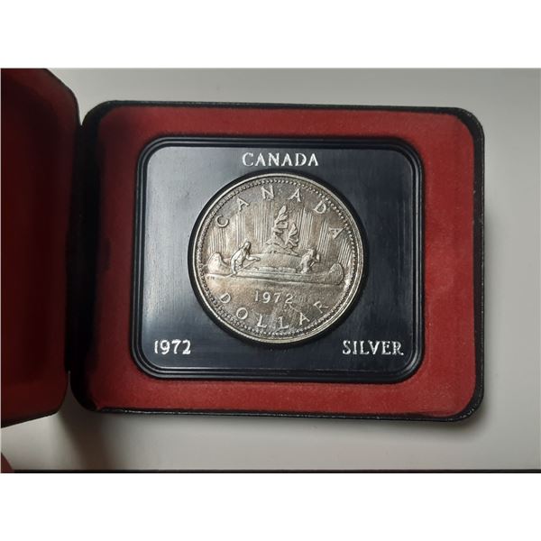 1972 Canadian Silver Dollar, featuring the "Voyageur" design.