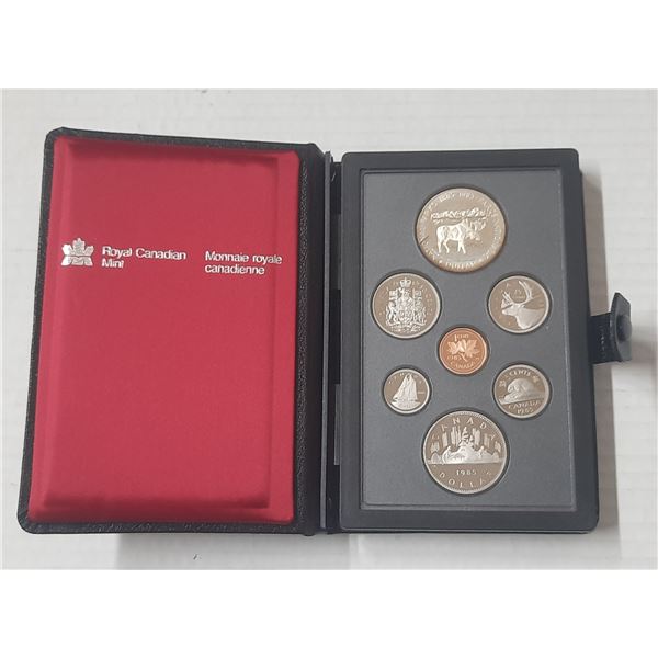 1985 Royal Canadian Mint 7-Coin Proof Set, also known as the 1985 Double Dollar Proof Set.