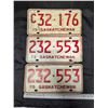 Image 1 : (3) Sask License Plates (1) Pair 1975
