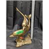 Image 2 : Vintage Large 14" Brass Dolphins Swimming Statue