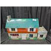 Image 1 : Vintage 1960s Metal Tin Two Story Doll House w/ Furniture 25"x15" Tall